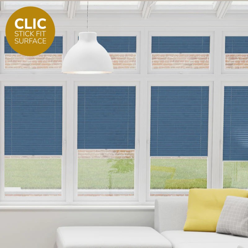 Clic Stick Fit Surface Blue Pleated Blind