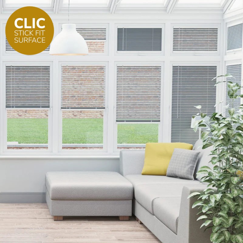 Clic Stick Fit Surface Brushed Steel Venetian Blind