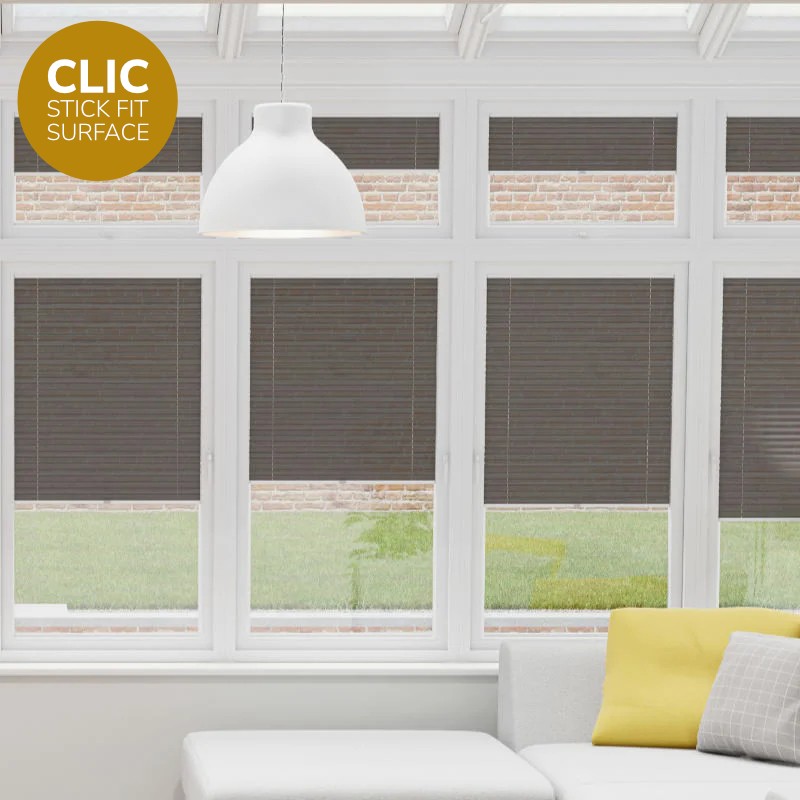 Clic Stick Fit Surface Dark Grey Pleated Blind
