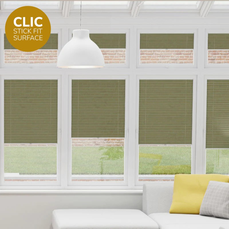 Clic Stick Fit Surface Light Green Pleated Blind