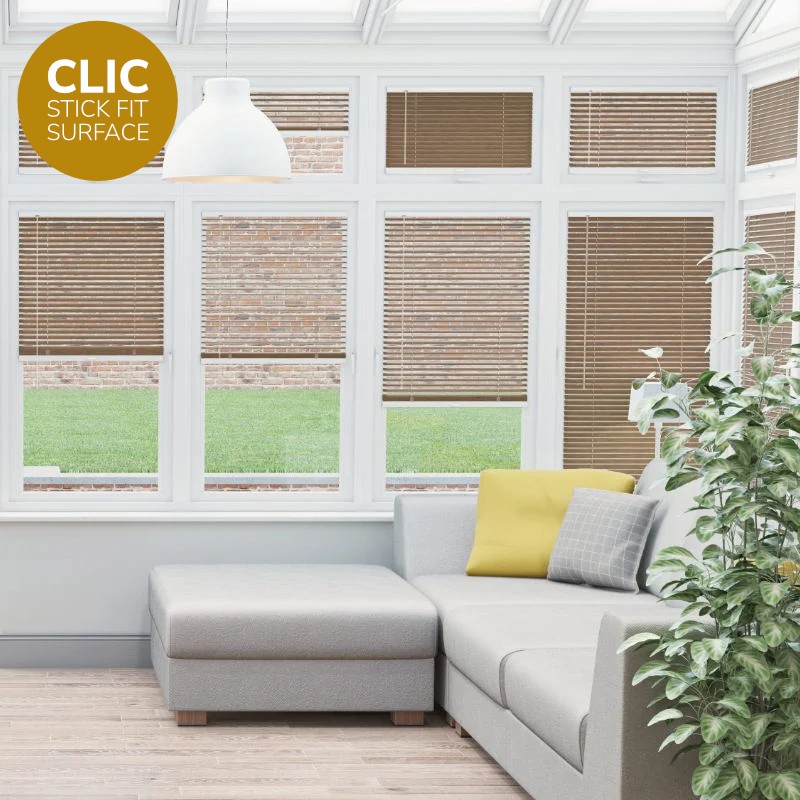 Clic Stick Fit Surface Oak Venetian Blind