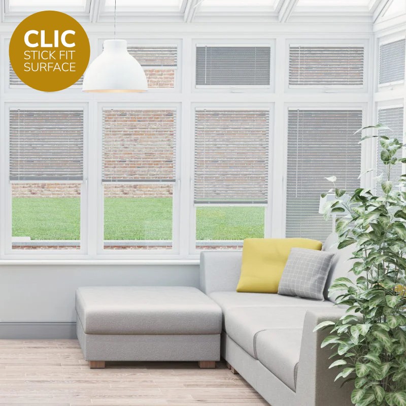 Clic Stick Fit Surface Perforated Silver Venetian Blind