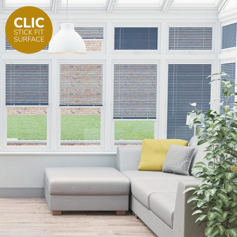 Clic Stick Fit Surface Sapphire Blue Venetian Blind