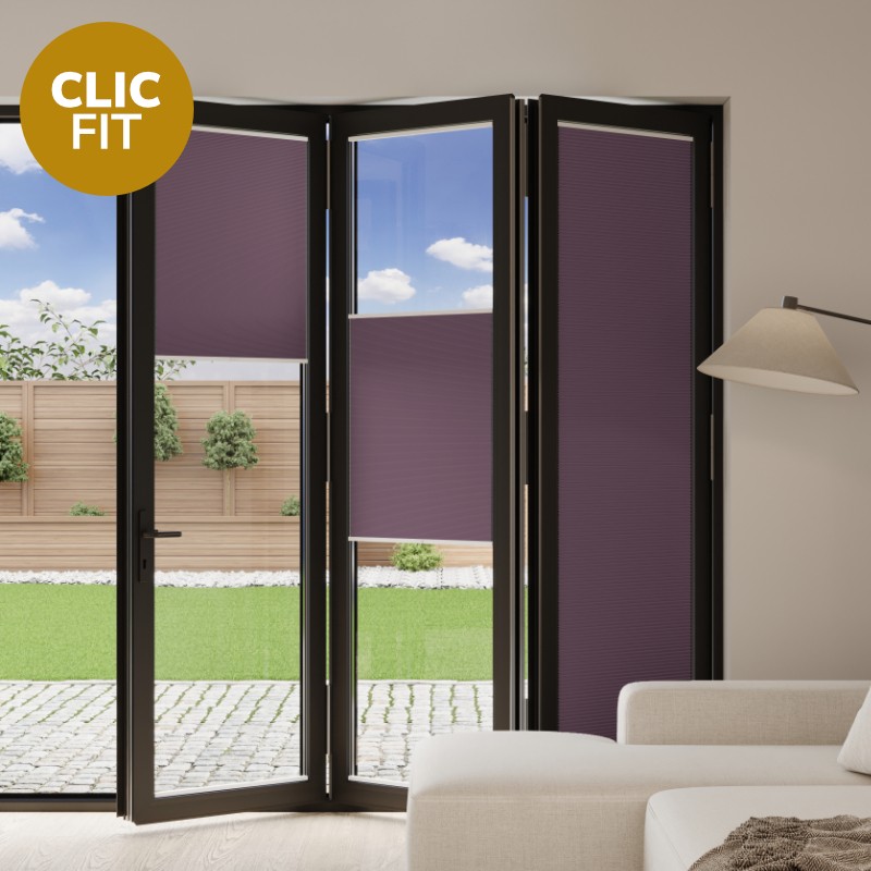 Prestige Clic Fit Aubergine Honeycomb Blackout BiFold Door Blind
