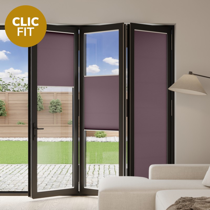 Prestige Clic Fit Aubergine Honeycomb BiFold Door Blind
