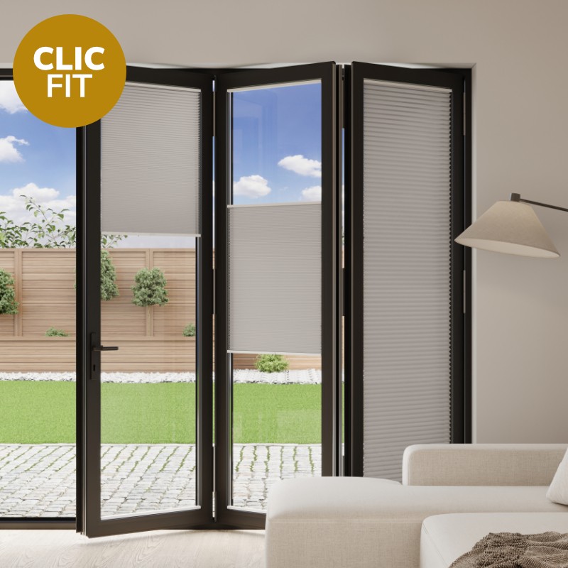 Prestige Clic Fit Beige Pleated BiFold Door Blind