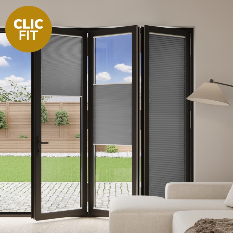 Prestige Clic Fit Black Pleated BiFold Door Blind