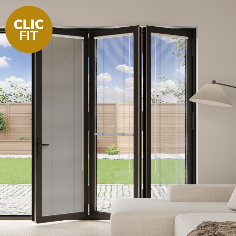 Prestige Clic Fit Brushed Steel Venetian BiFold Door Blind