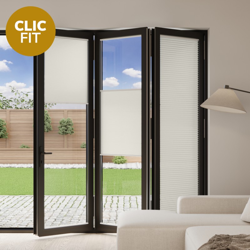 Prestige Clic Fit Cream Pleated BiFold Door Blind