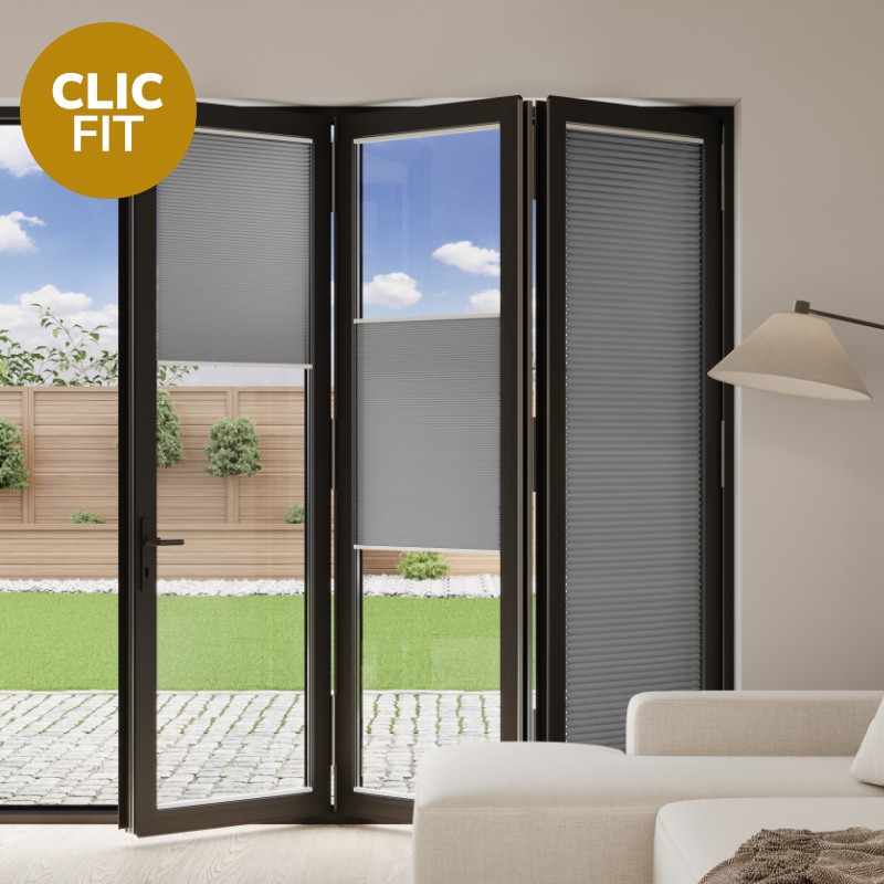 Prestige Clic Fit Dark Grey Pleated BiFold Door Blind