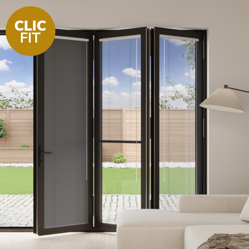 Prestige Clic Fit Graphite Shimmer Venetian BiFold Door Blind