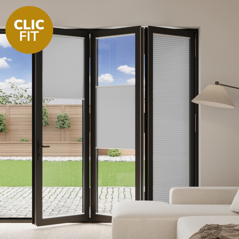 Prestige Clic Fit Grey Pleated BiFold Door Blind