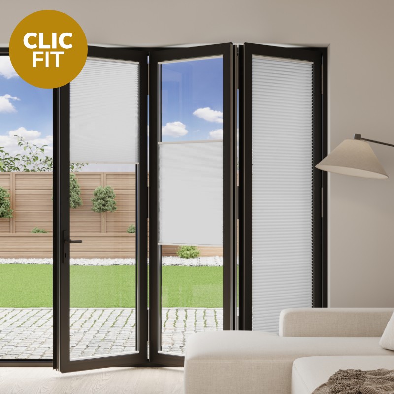 Prestige Clic Fit Light Grey Pleated BiFold Door Blind