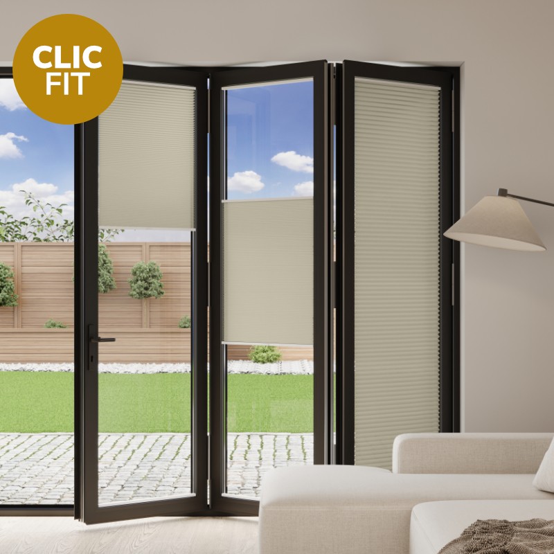 Prestige Clic Fit Nude Pleated BiFold Door Blind