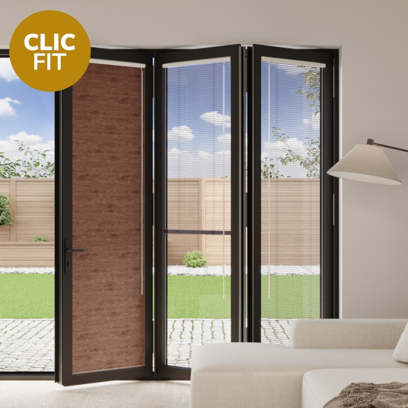 Prestige Clic Fit Oak Venetian BiFold Door Blind