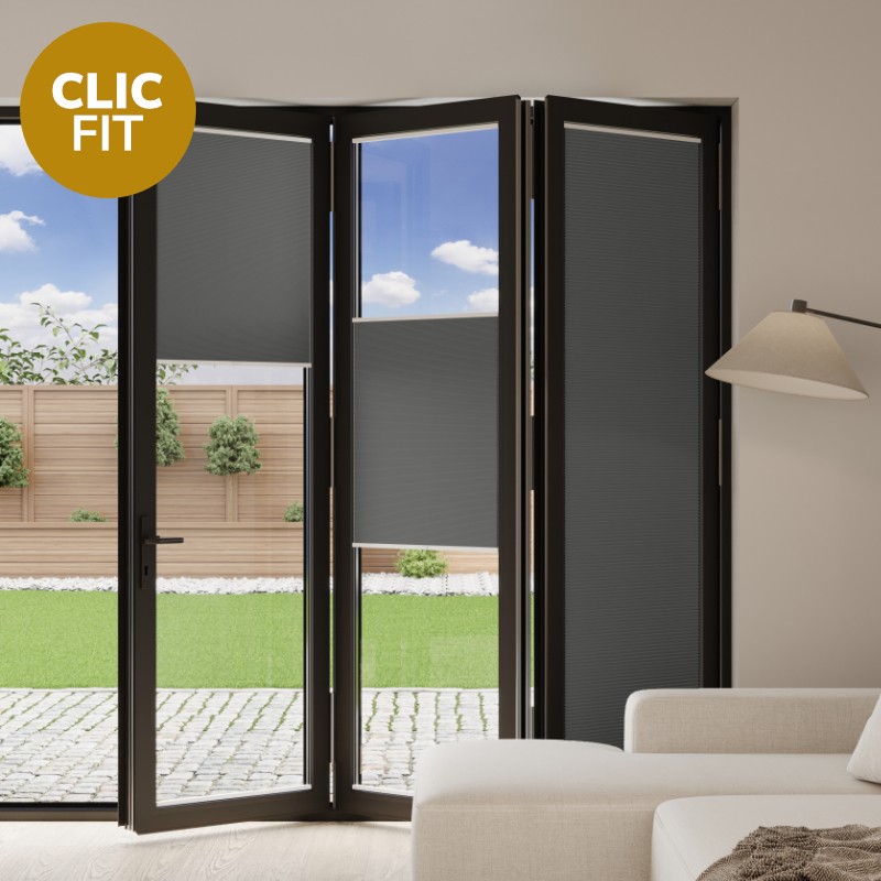 Prestige Clic Fit Raven Honeycomb Blackout BiFold Door Blind