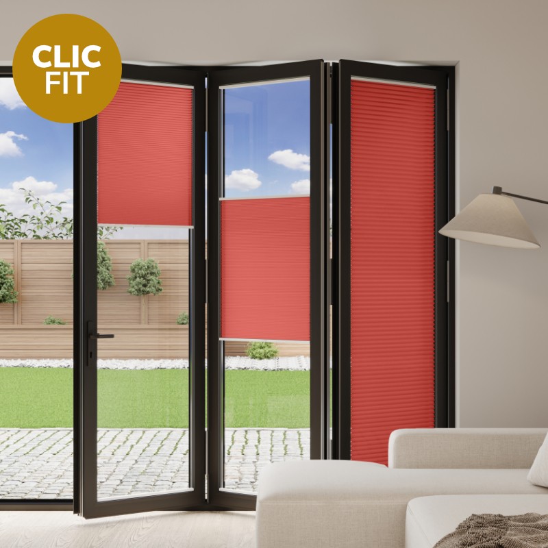 Prestige Clic Fit Red Pleated BiFold Door Blind