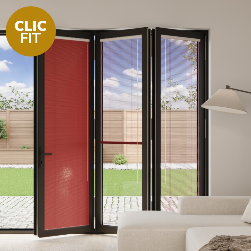 Prestige Clic Fit Red Venetian BiFold Door Blind