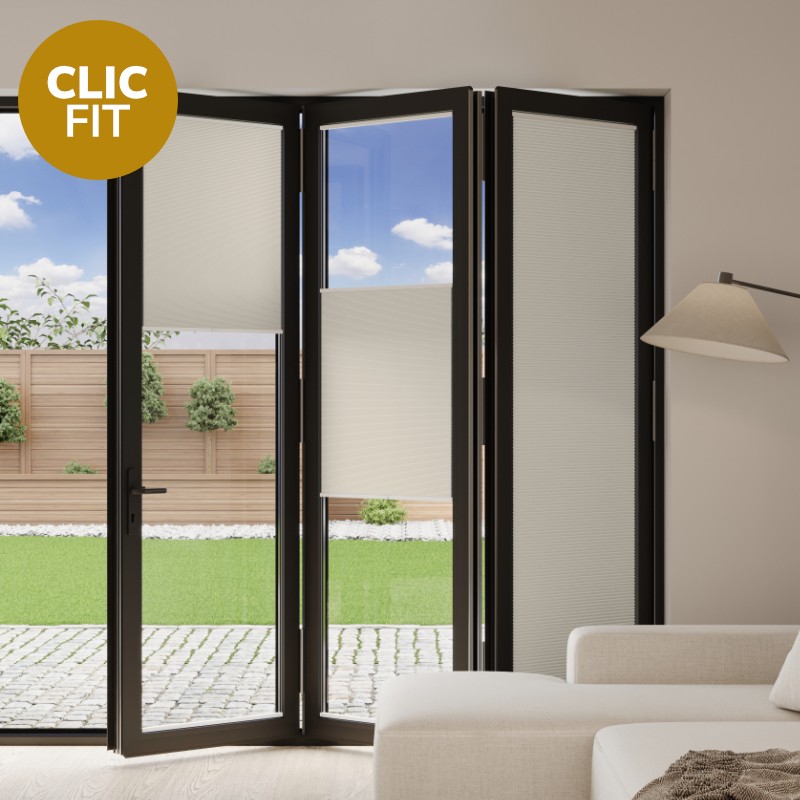 Prestige Clic Fit Sand Honeycomb Blackout BiFold Door Blind