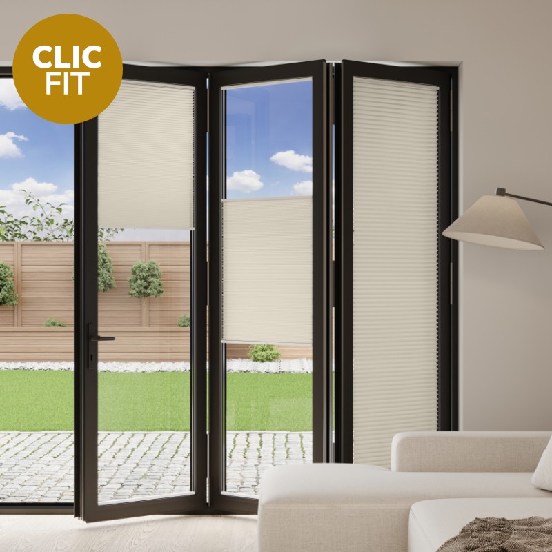 Prestige Clic Fit Sand Pleated BiFold Door Blind