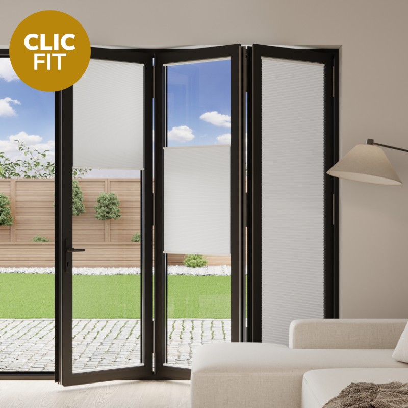 Prestige Clic Fit Snow White Honeycomb Blackout BiFold Door Blind