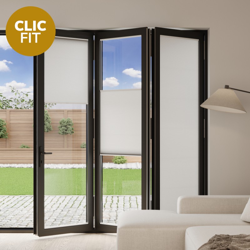 Prestige Clic Fit Snow White Honeycomb BiFold Door Blind