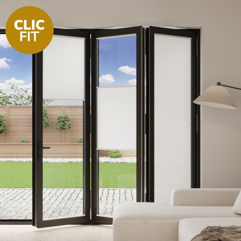 Prestige Clic Fit White Pleated BiFold Door Blind