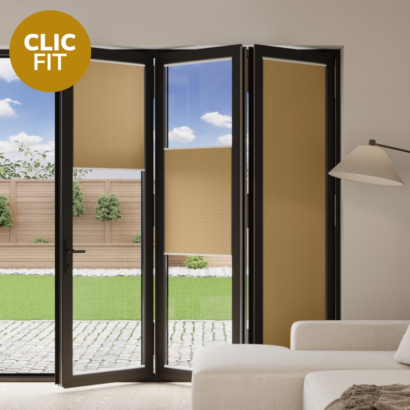Prestige Clic Fit Yellow Honeycomb Blackout BiFold Door Blind