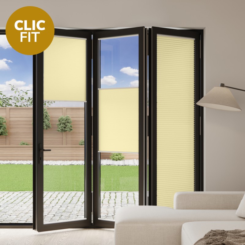 Prestige Clic Fit Yellow Pleated BiFold Door Blind