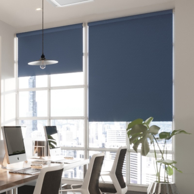 Commercial FR Denim Cordless Roller Blind