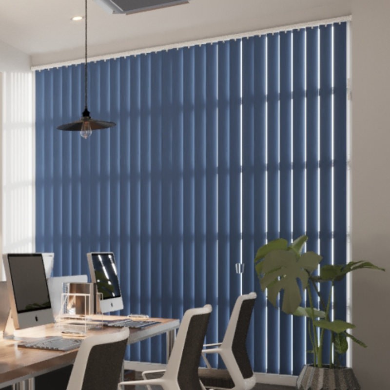 Commercial FR Denim Blackout Vertical Blind