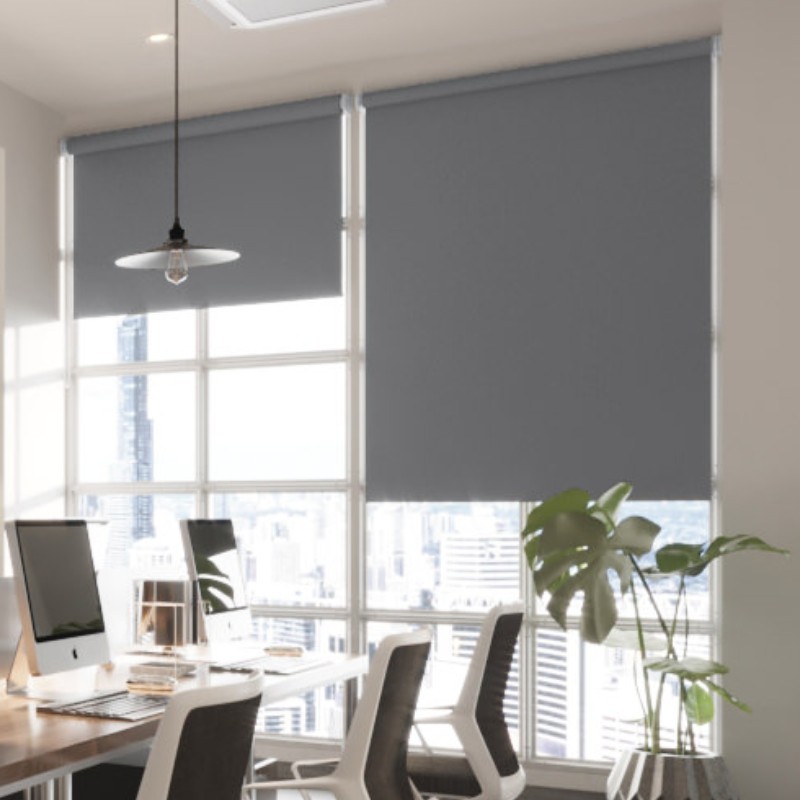 Commercial FR Dimout Fossil Grey Premium XL Roller Blind