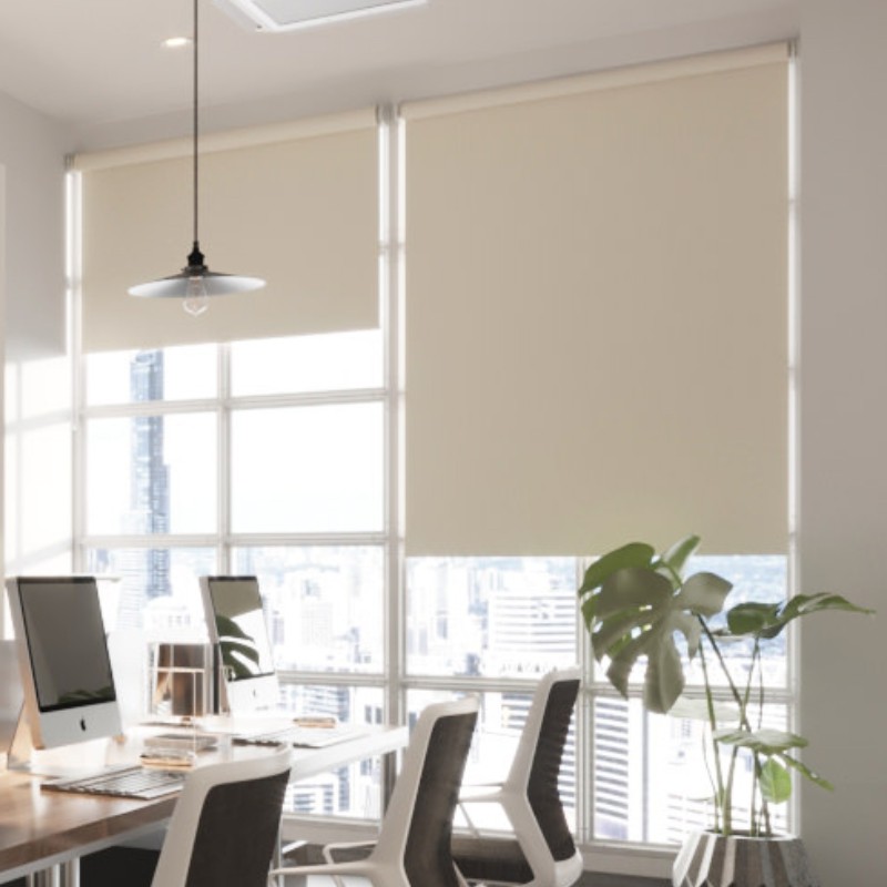 Commercial FR Dimout Warm Almond Premium XL Roller Blind