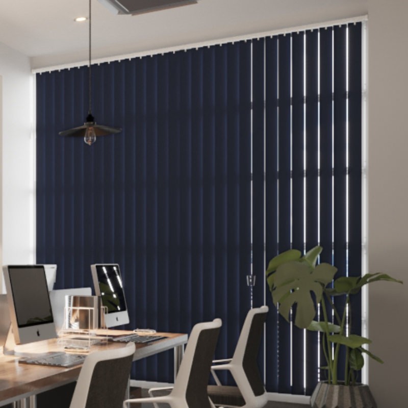 Commercial FR Dark Azure Dimout Vertical Blind