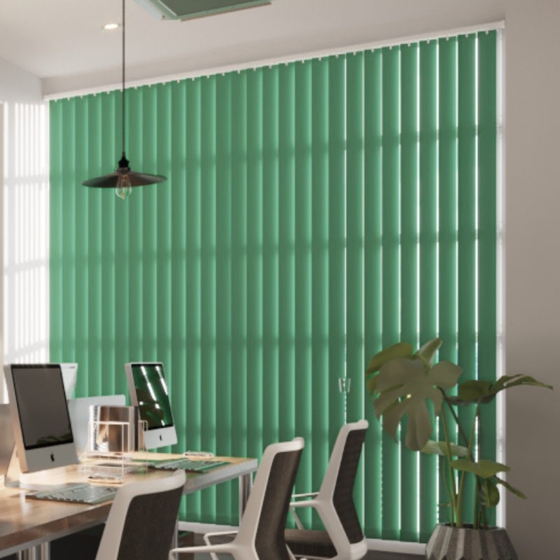 Commercial FR Pine Green Dimout Cordless Vertical Blind