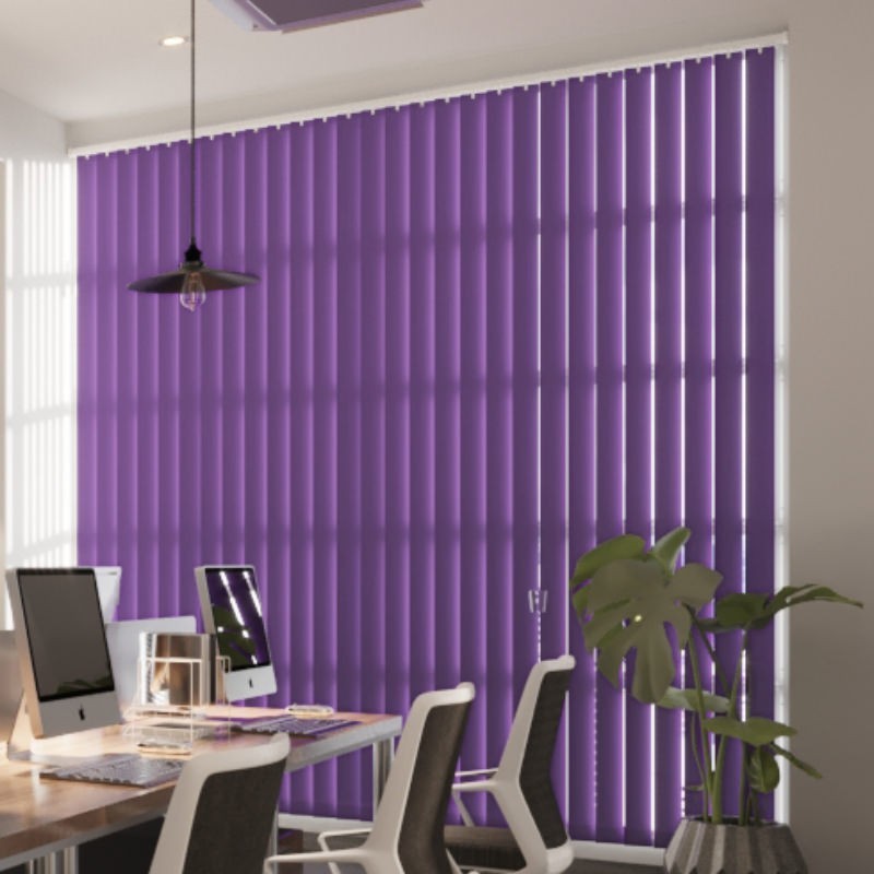 Commercial FR Plum Dimout Cordless Vertical Blind