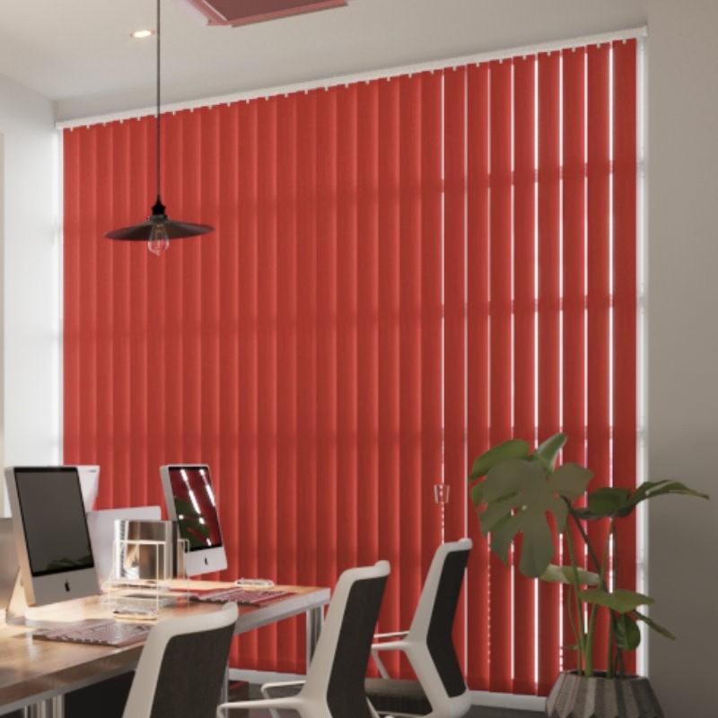 Commercial FR Scarlet Dimout Cordless Vertical Blind