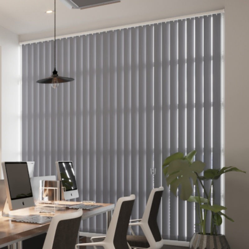 Commercial FR Smokey Mauve Dimout Cordless Vertical Blind