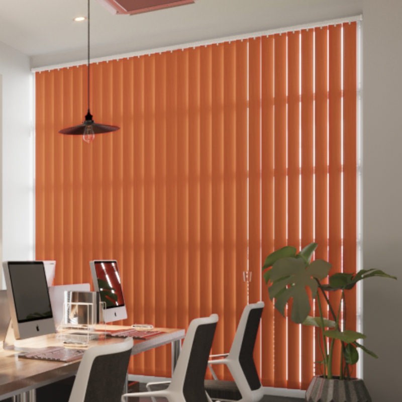 Commercial FR Tangerine Cordless Vertical Blind