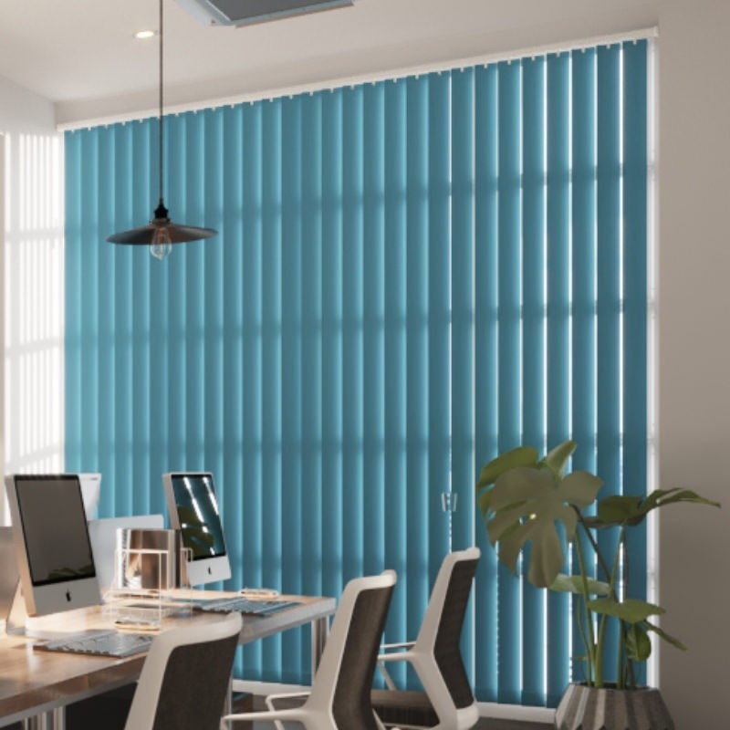 Commercial FR Turquoise Cordless Vertical Blind