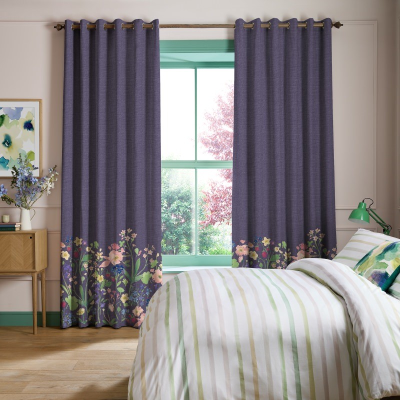 Bluebellgrey Berneray Midnight Blue Floral Curtains