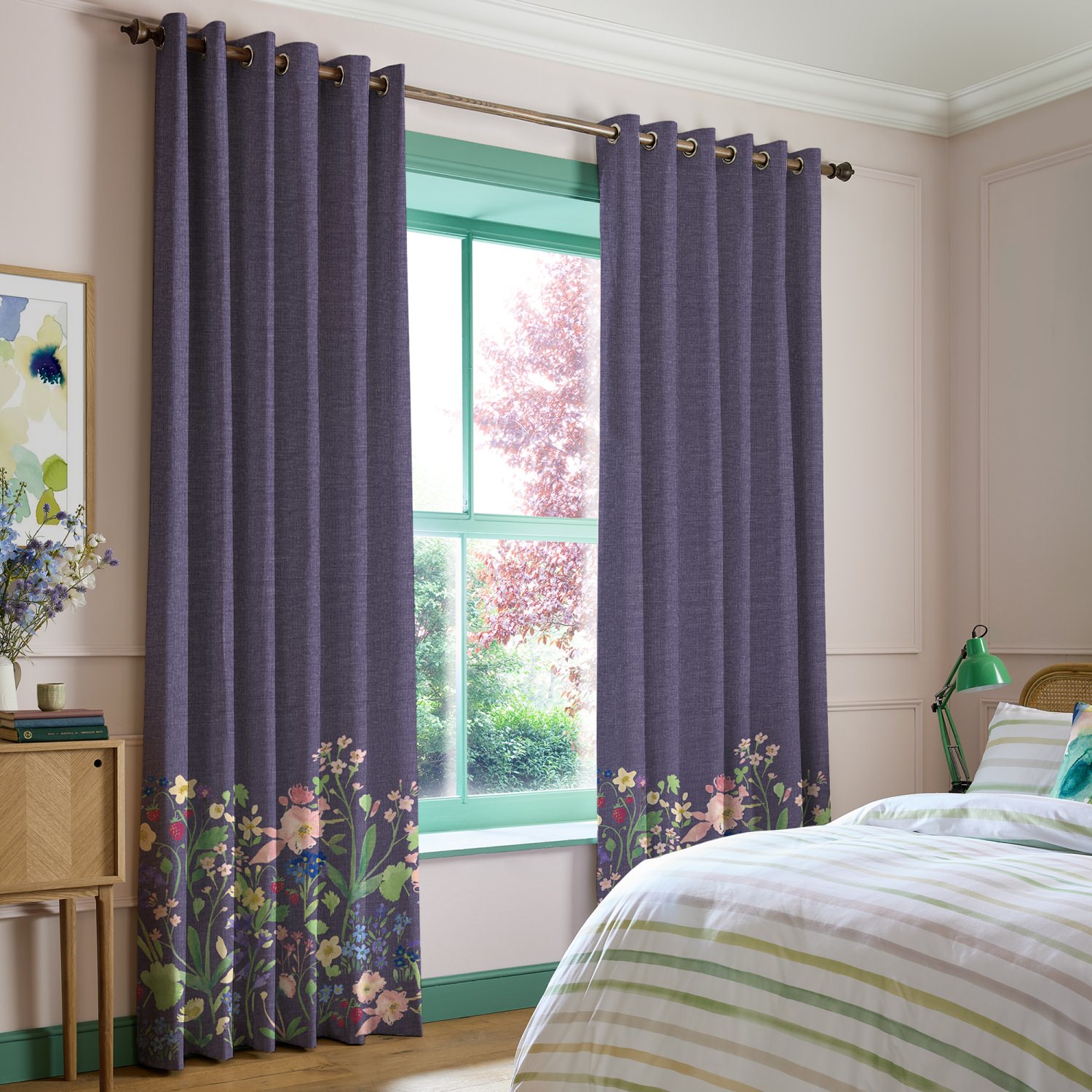 bluebellgrey berneray midnight blue floral curtains