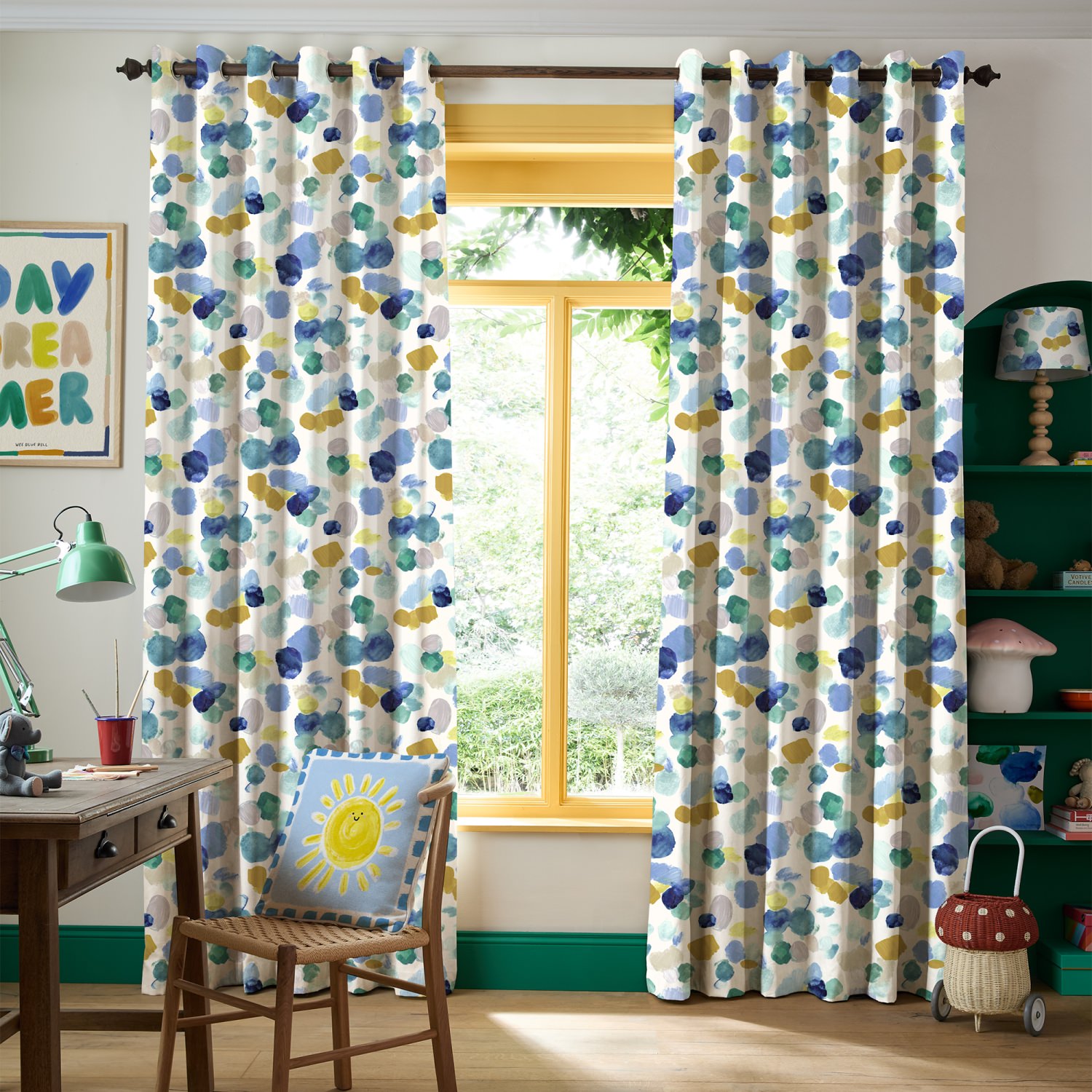 bluebellgrey dreamer cloud blue geometric curtains