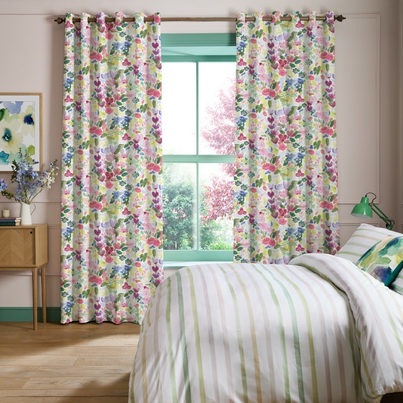 Bluebellgrey Flora Cerise Red Floral Curtains