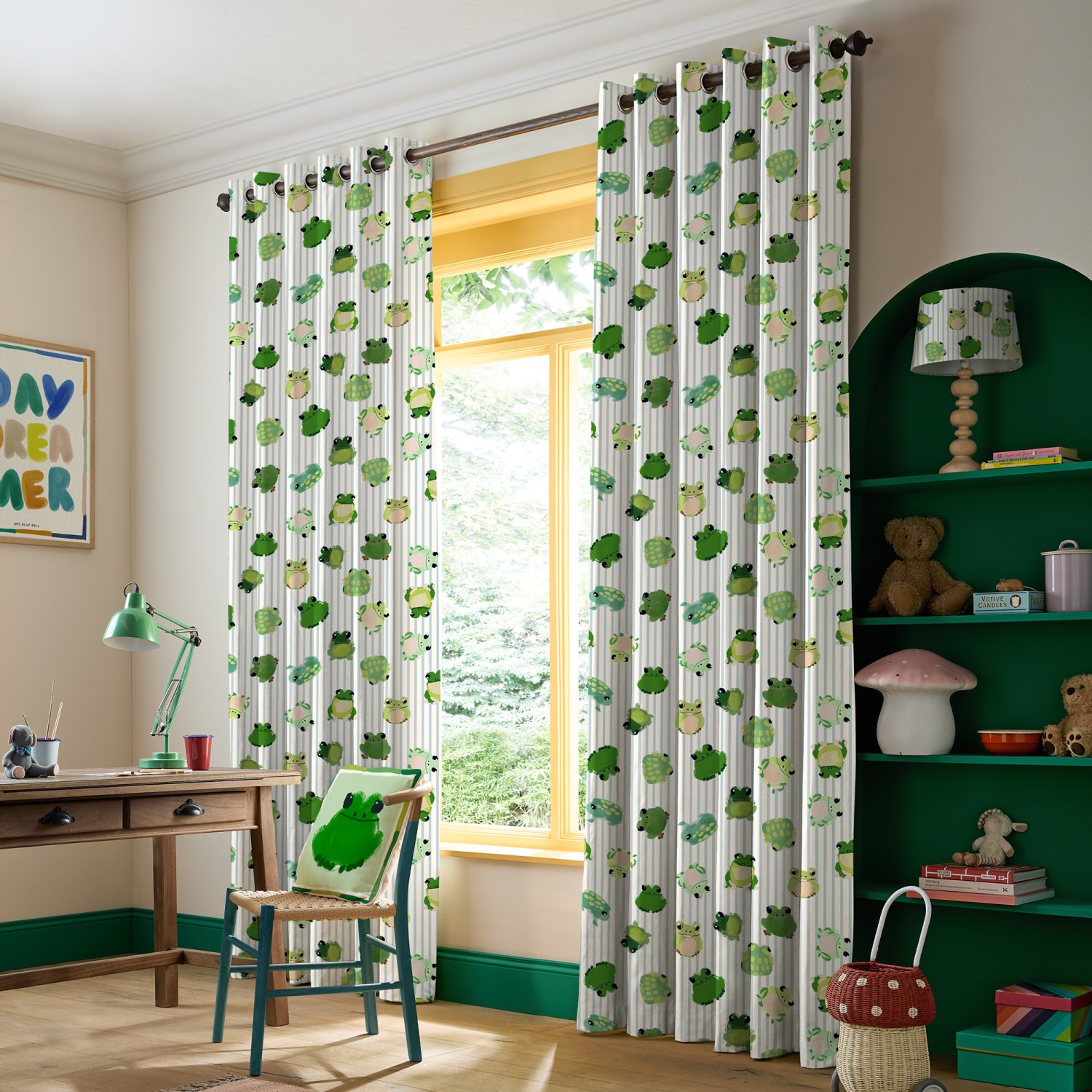 bluebellgrey little frogs pond green animals curtains