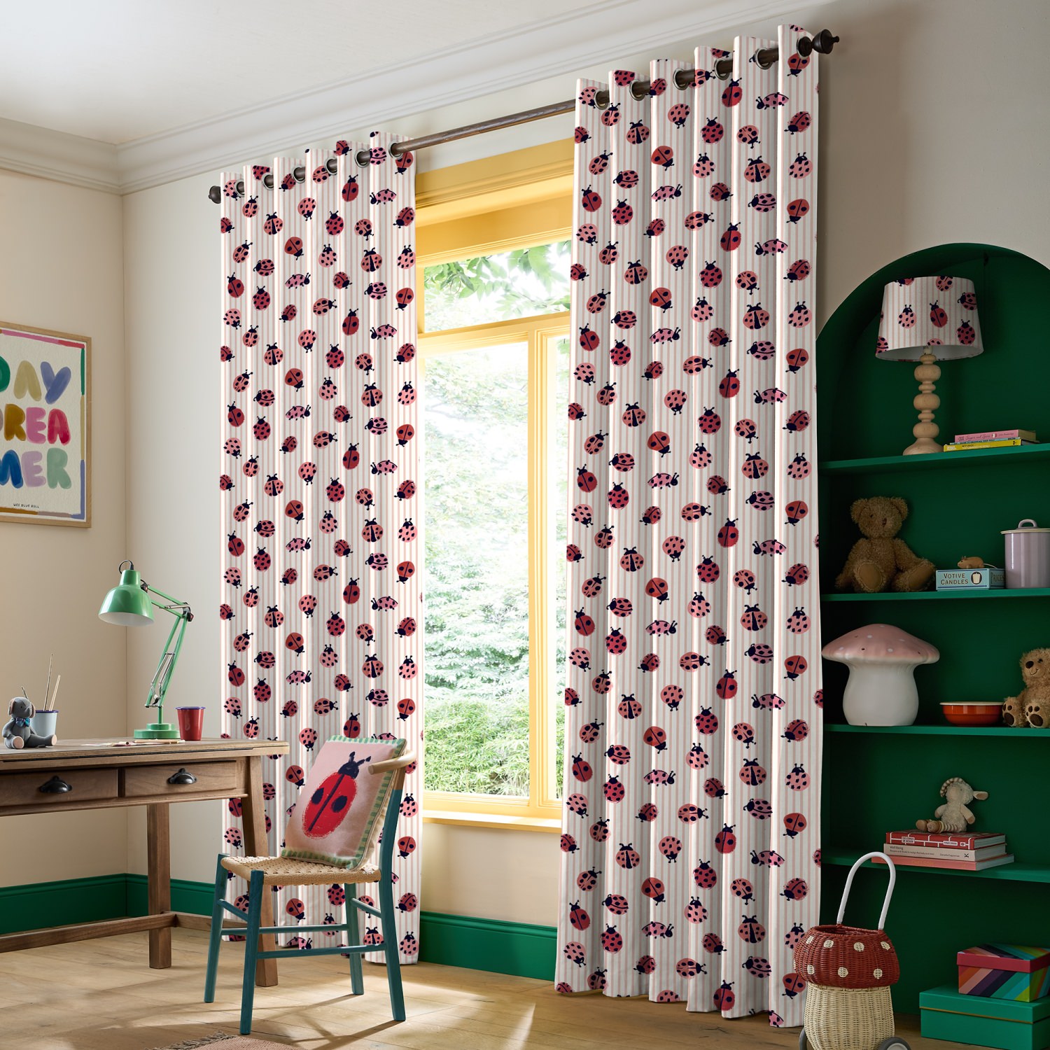 bluebellgrey little ladybirds poppy red animals curtains