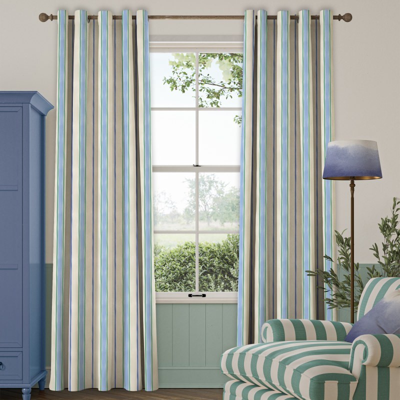 Bluebellgrey Seaside Stripe Atlantic Blue Stripes Curtains