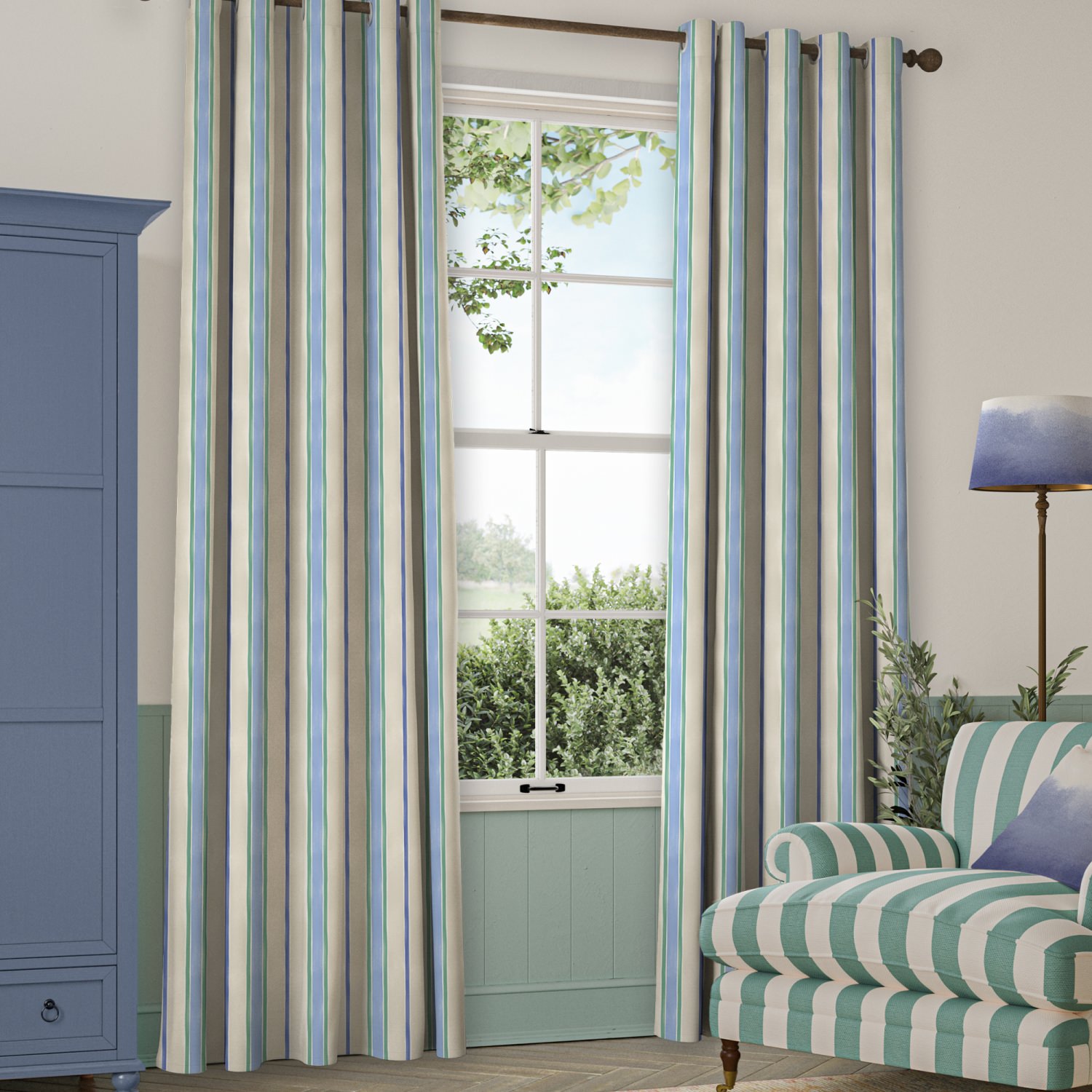 bluebellgrey seaside stripe atlantic blue stripes curtains