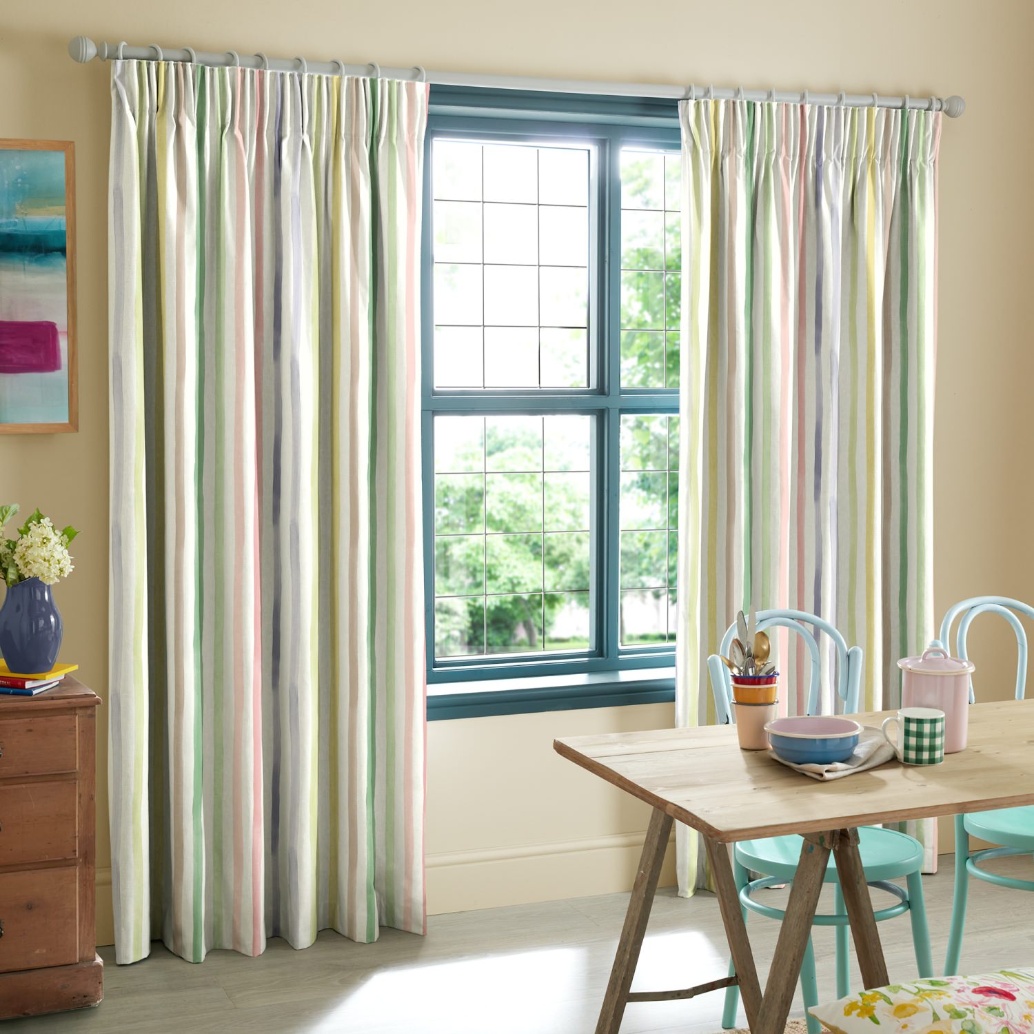 bluebellgrey watercolour stripe tetbury yellow stripes curtains