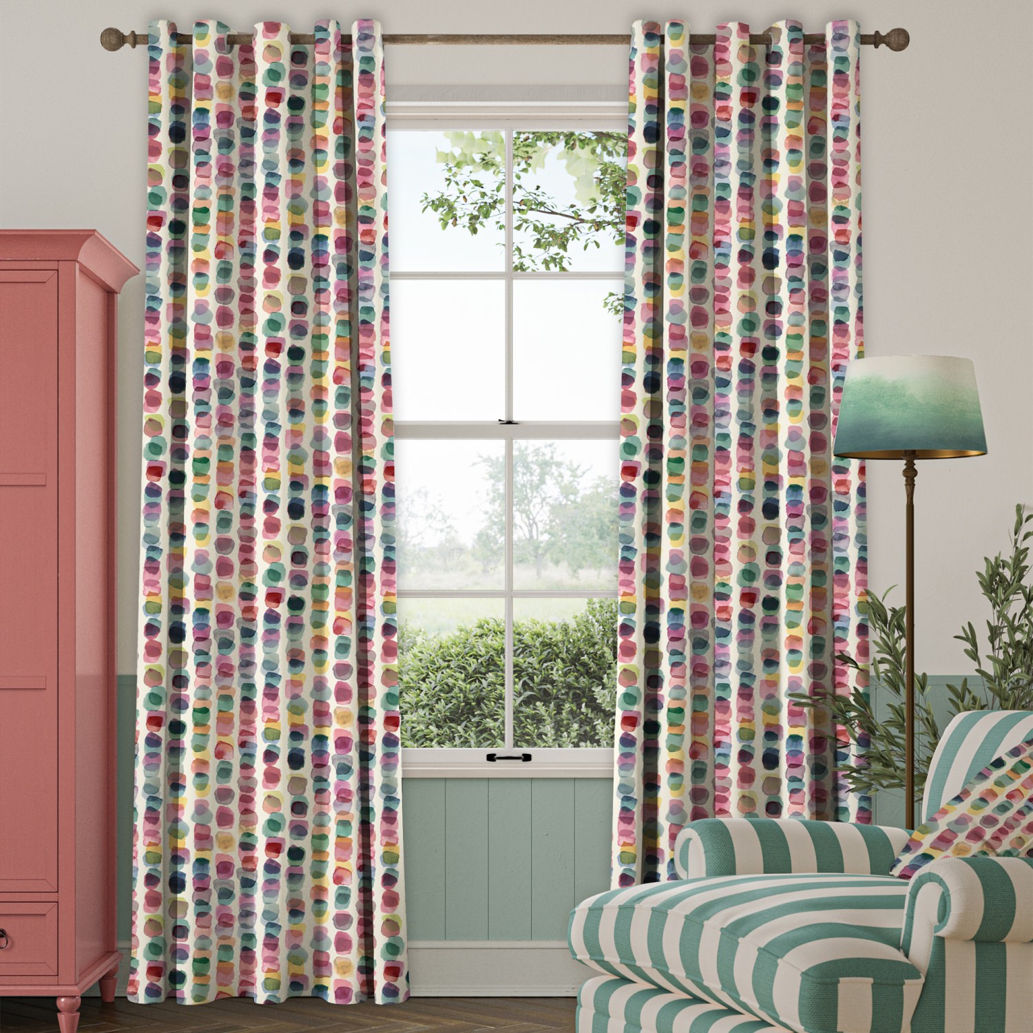 bluebellgrey tobermory green geometric curtains